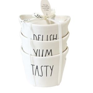 NEW HTF Rae Dunn DELISH, YUM, TASTY Set/3 Snack Baskets